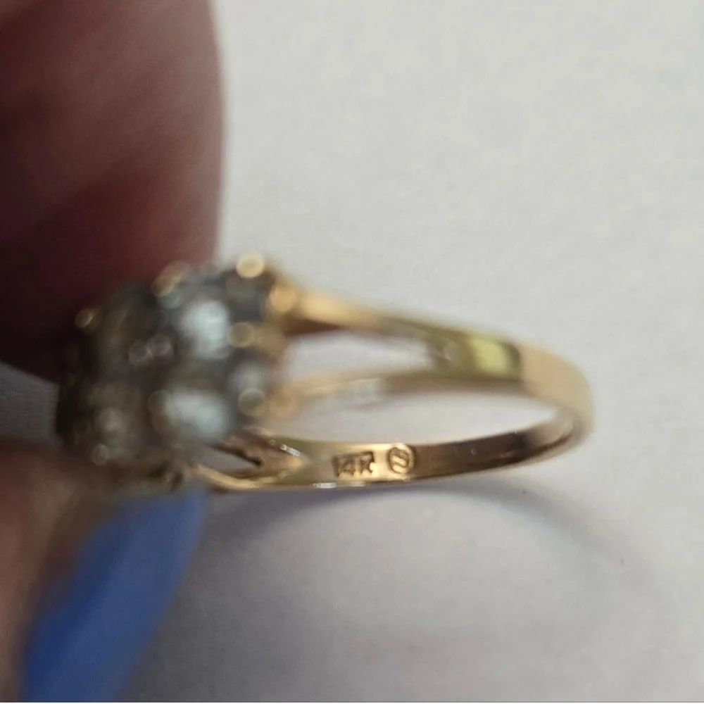 14kt Solid Yellow Gold Aquamarine And Diamond Ring